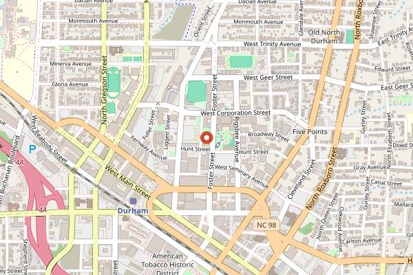 Map showing Durham Food Truck Rodeo in Durham