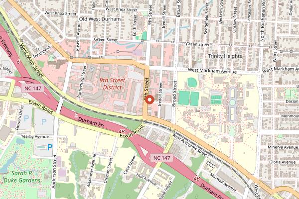 Map showing Cosmic Cantina in Durham