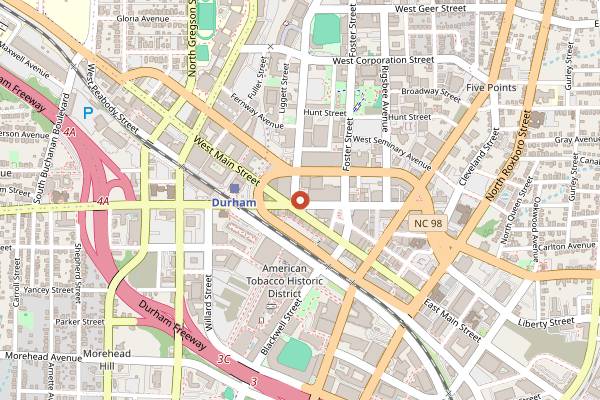 Map showing Pizzeria Toro in Durham