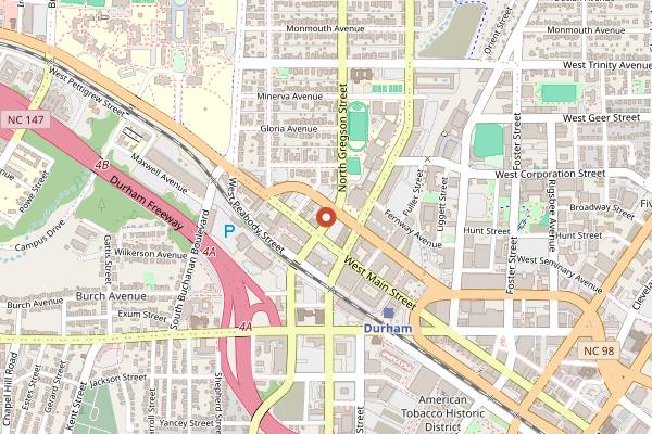 Map showing Rose's Noodles, Dumplings & Sweets in Durham