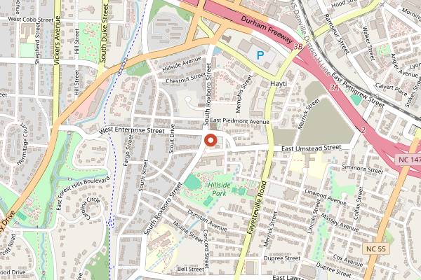 Map showing De Lafia in Durham
