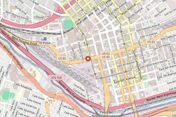 Map showing La Colonial Tortilla Factory in El Paso