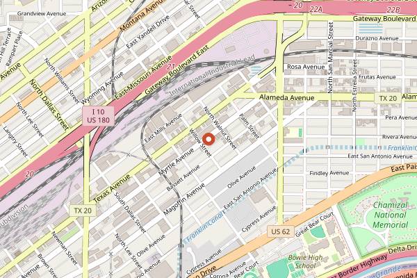 Map showing El Jacalito in El Paso