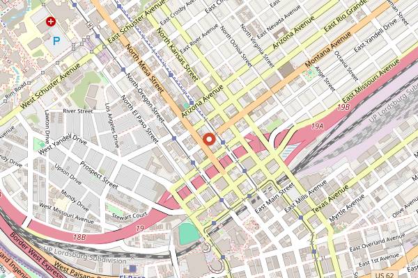 Map showing District Coffee in El Paso