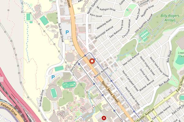 Map showing Crave Kitchen and Bar in El Paso