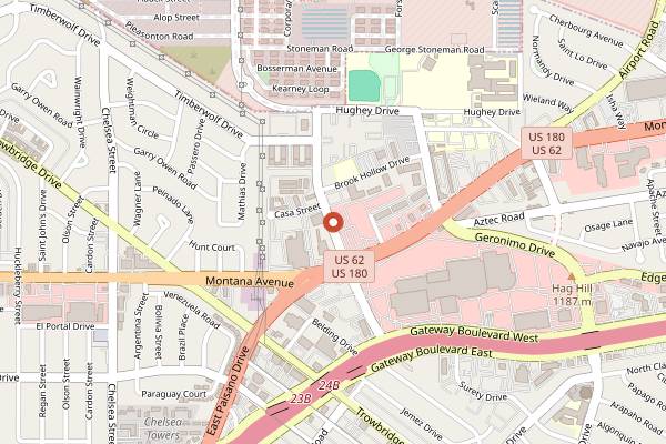 Map showing Los Bandidos de Carlos and Mickey's in El Paso