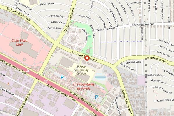 Map showing Texas Culinary Institute in El Paso