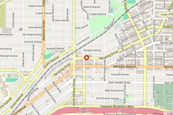 Map showing Casa Pantera in El Paso