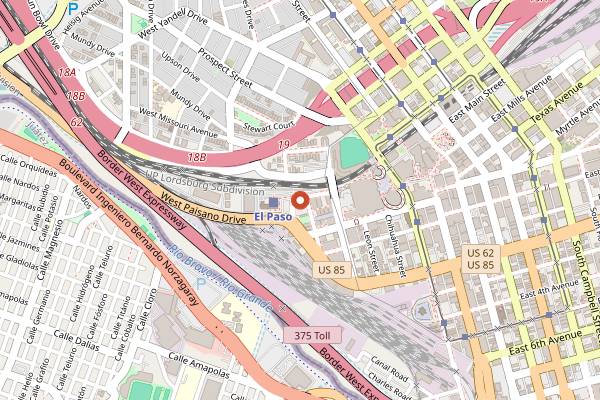Map showing Downtown El Paso Art and Farmers Market in El Paso