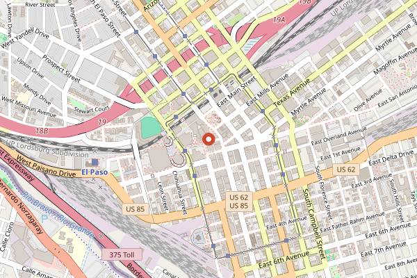 Map showing EP Tasting Room in El Paso