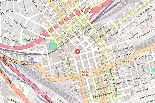 Map showing Cafe Central in El Paso