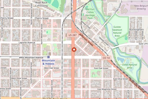 Map showing Mary's Mountain Cookies in Fort Collins