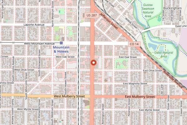 Map showing Ace Gillett's in Fort Collins