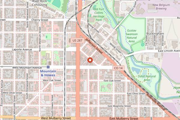 Map showing Bondi Beach Bar in Fort Collins