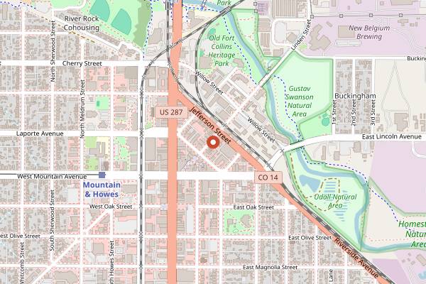 Map showing Elliot's Martini Bar in Fort Collins