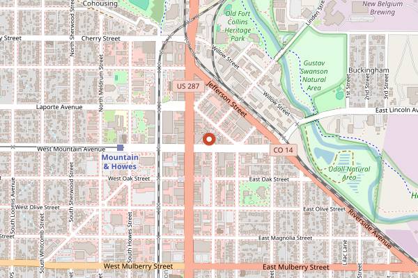 Map showing Social in Fort Collins