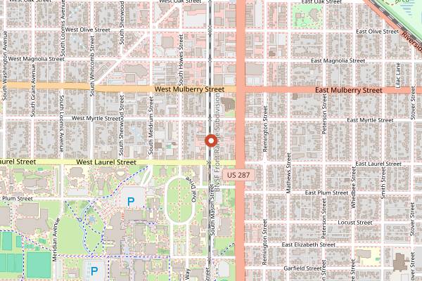 Map showing The Mayor of Old Town in Fort Collins