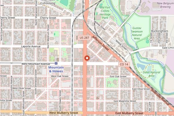 Map showing Town Pump in Fort Collins