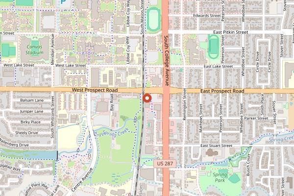 Map showing Music City Hot Chicken in Fort Collins