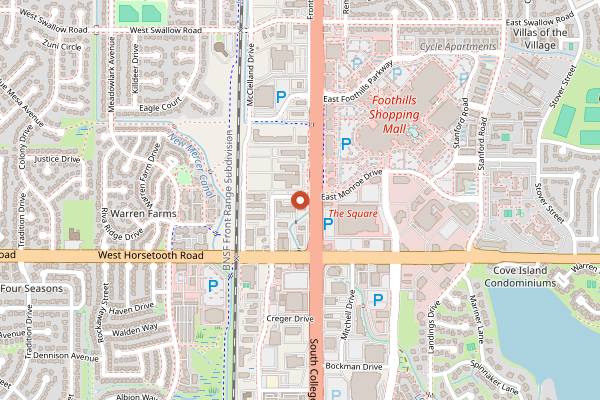 Map showing The Breakfast Club in Fort Collins