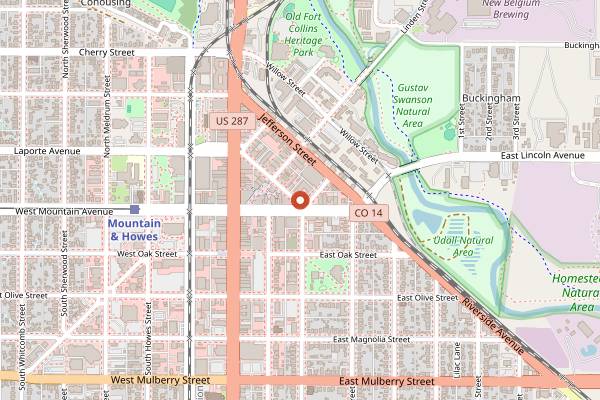 Map showing The Emporium Kitchen and Wine Market in Fort Collins