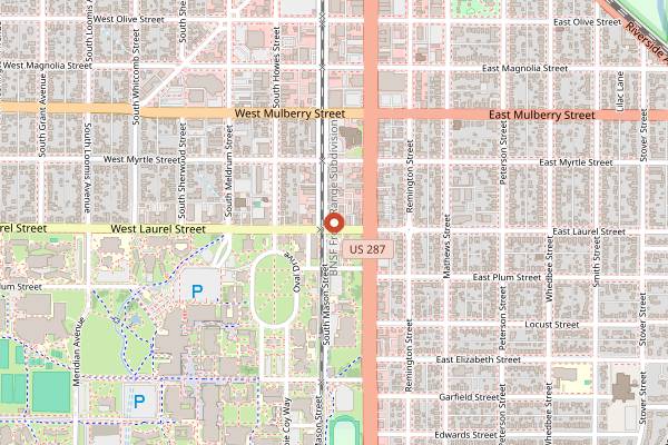 Map showing Pizza Casbah in Fort Collins