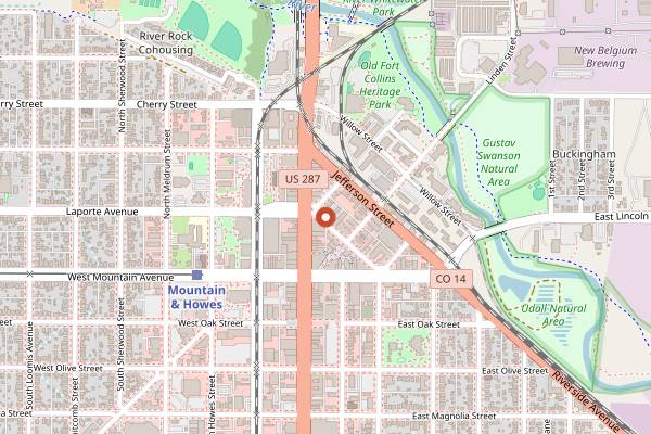 Map showing Silver Grill Cafe in Fort Collins