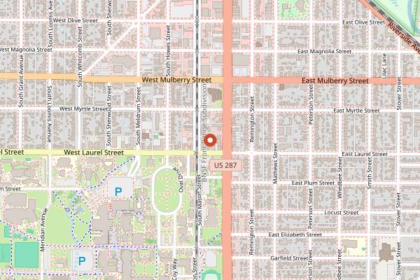 Map showing Alleycat Coffee House in Fort Collins