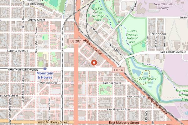 Map showing Bean Cycle Roasters in Fort Collins