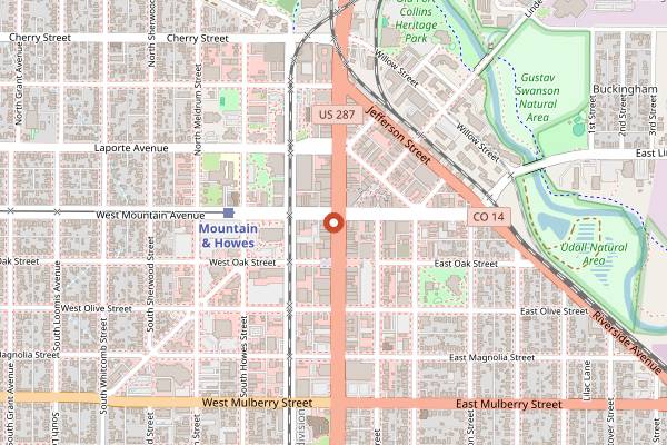 Map showing Starry Night Espresso Cafe in Fort Collins