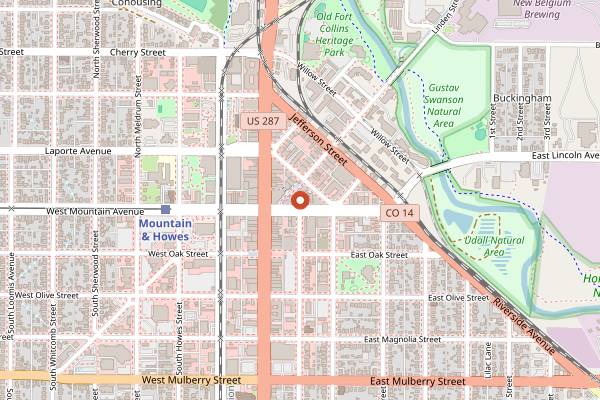Map showing CooperSmith's Pub and Brewing in Fort Collins