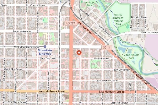 Map showing Postcard Pan Pizza in Fort Collins