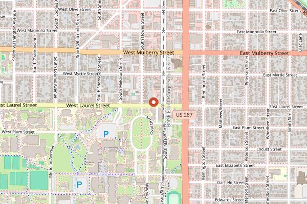 Map showing Rainbow Restaurant in Fort Collins
