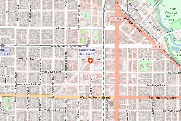 Map showing Fort Collins Peach Festival in Fort Collins