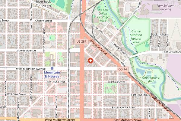 Map showing Great Plates of Downtown Fort Collins in Fort Collins