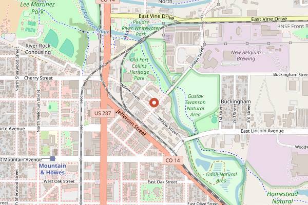 Map showing Hello Brew Co in Fort Collins