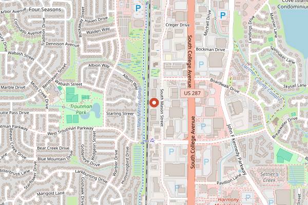Map showing Purpose Brewing and Cellars in Fort Collins