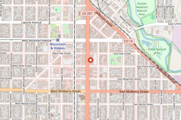 Map showing The Whisk(e)y in Fort Collins