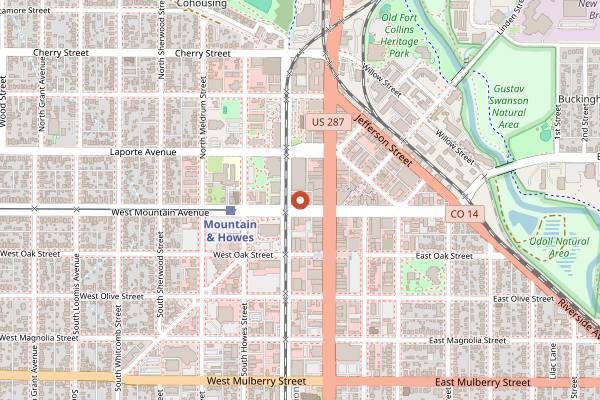 Map showing Trailhead Tavern in Fort Collins