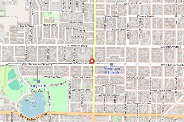 Map showing Fort Collins Food Co-op (Mountain Avenue Market) in Fort Collins