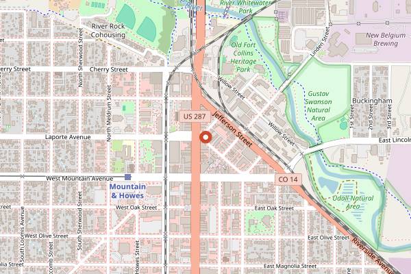 Map showing The Welsh Rabbit Cheese Shop in Fort Collins