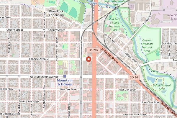 Map showing Washington's in Fort Collins