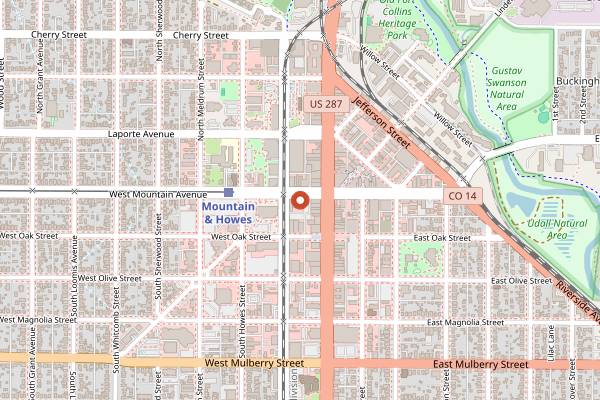 Map showing Rio Grande Mexican Restaurant in Fort Collins
