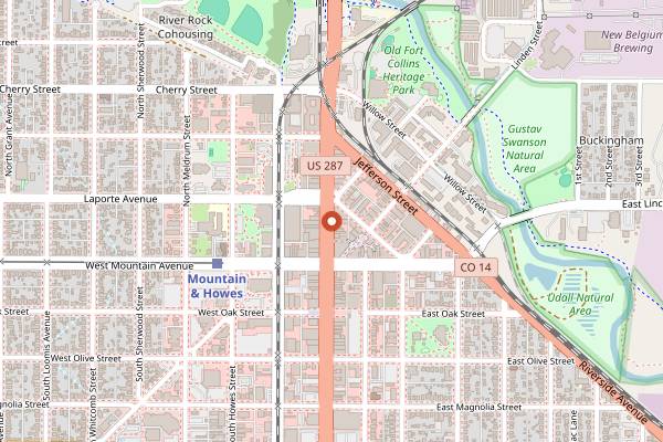 Map showing The Still Whiskey Steaks in Fort Collins
