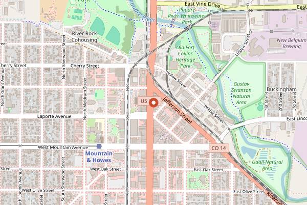 Map showing The Exchange in Fort Collins