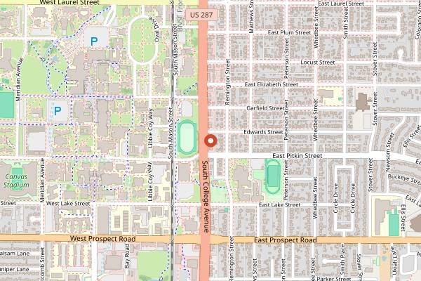 Map showing Cafe Vino in Fort Collins