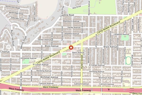 Map showing Blue Bonnet Bakery in Fort Worth