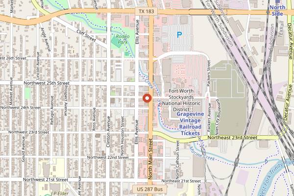 Map showing Longhorn Saloon in Fort Worth