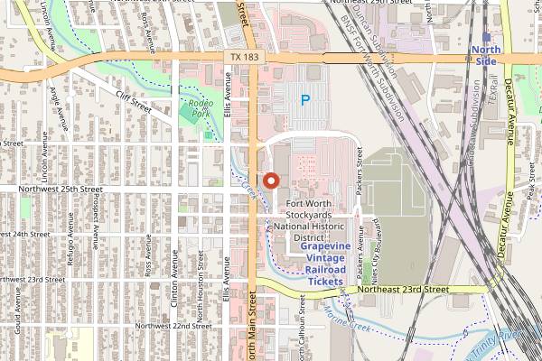 Map showing Neon Moon Saloon in Fort Worth