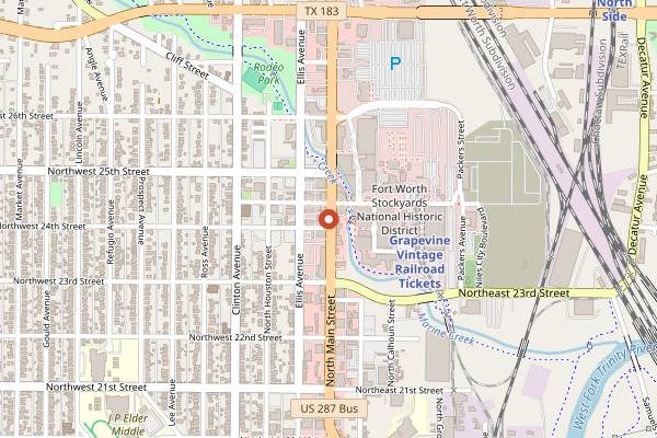 Map showing PR's Saloon in Fort Worth